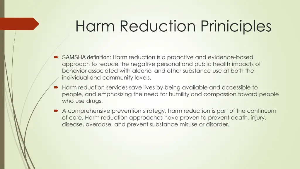 harm reduction priniciples