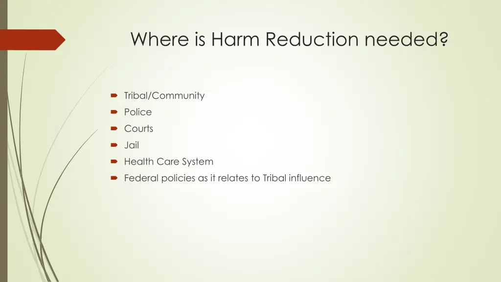 where is harm reduction needed