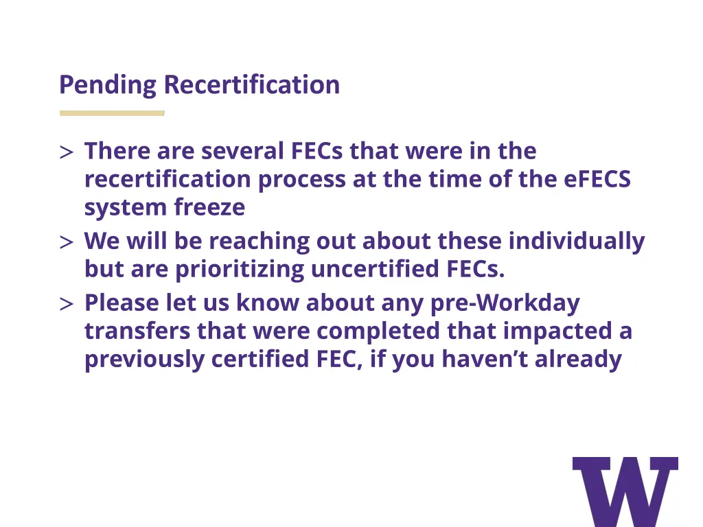 pending recertification