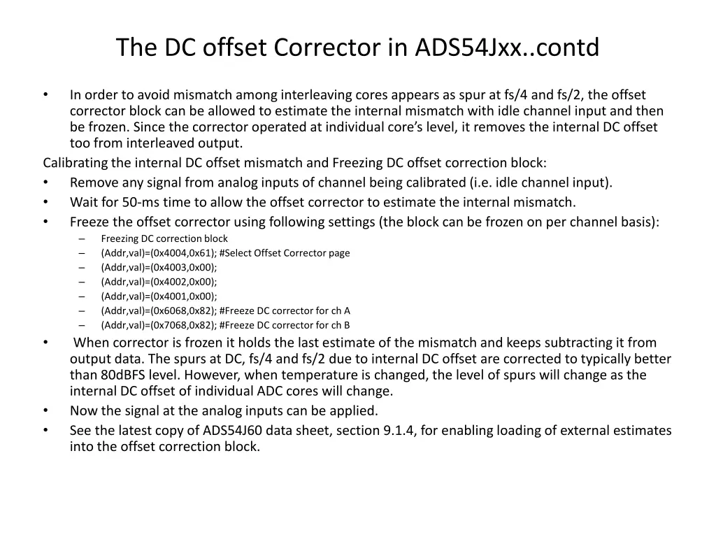 the dc offset corrector in ads54jxx contd 2