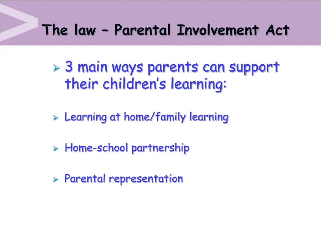 the law parental involvement act 1