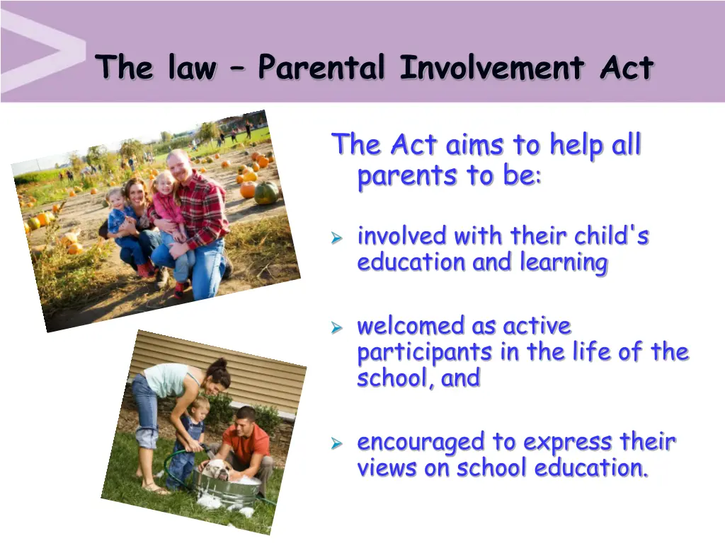 the law parental involvement act