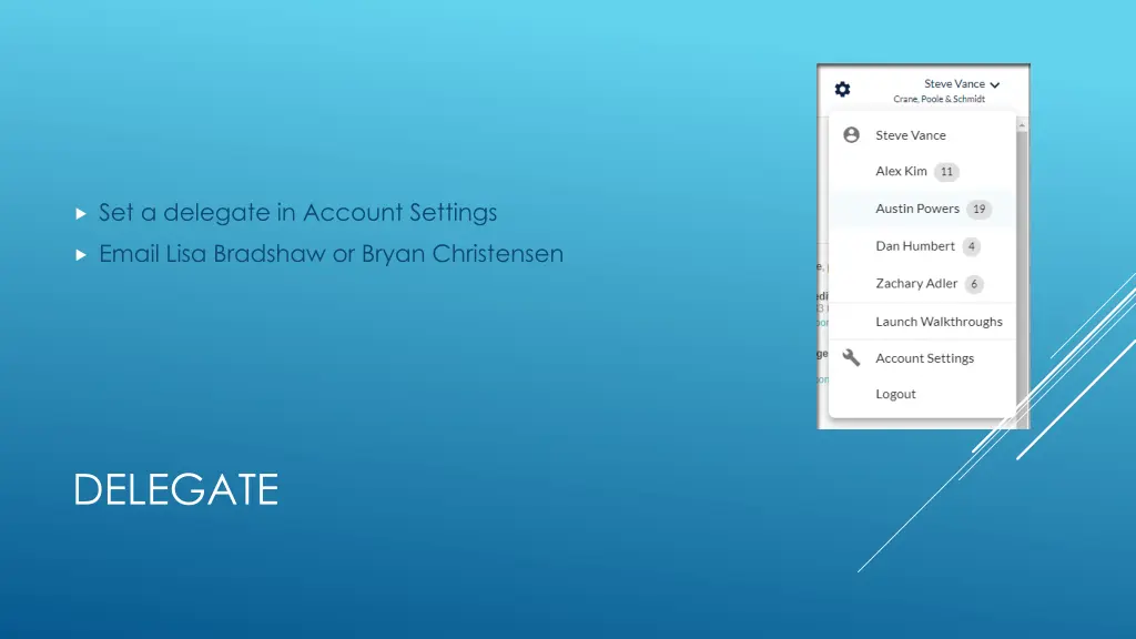 set a delegate in account settings