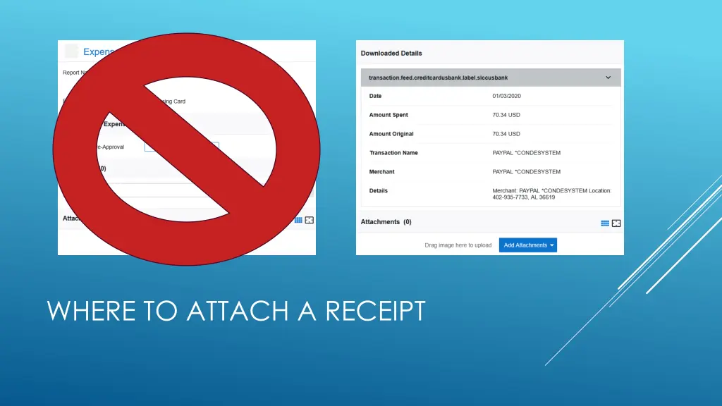 where to attach a receipt