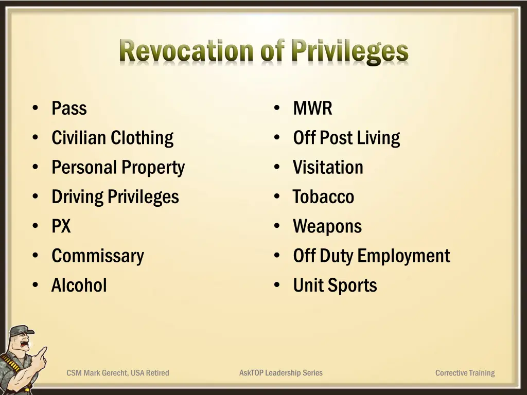 revocation of privileges