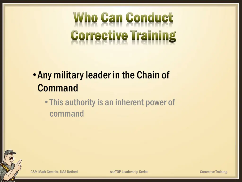 who can conduct who can conduct corrective