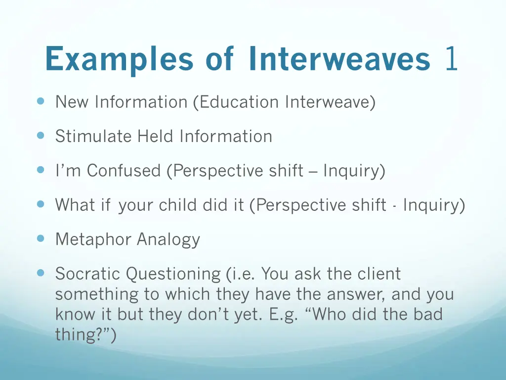 examples of interweaves 1