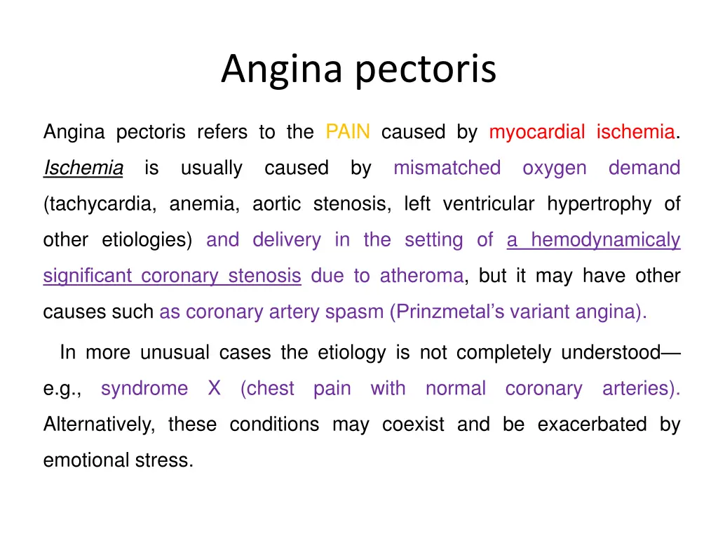 angina pectoris
