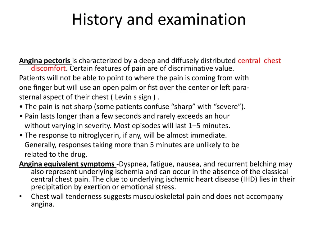 history and examination