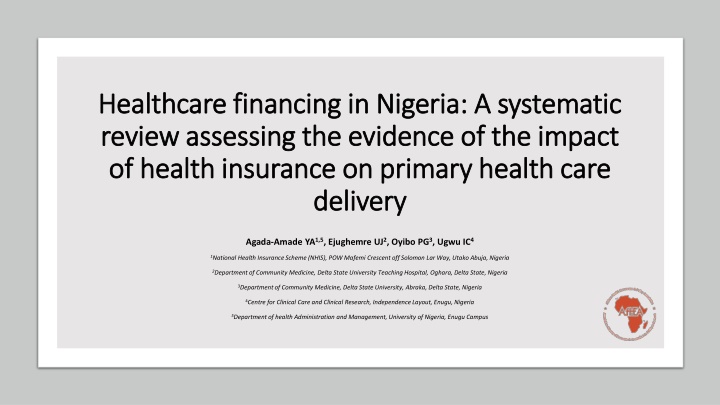 healthcare financing in nigeria a systematic