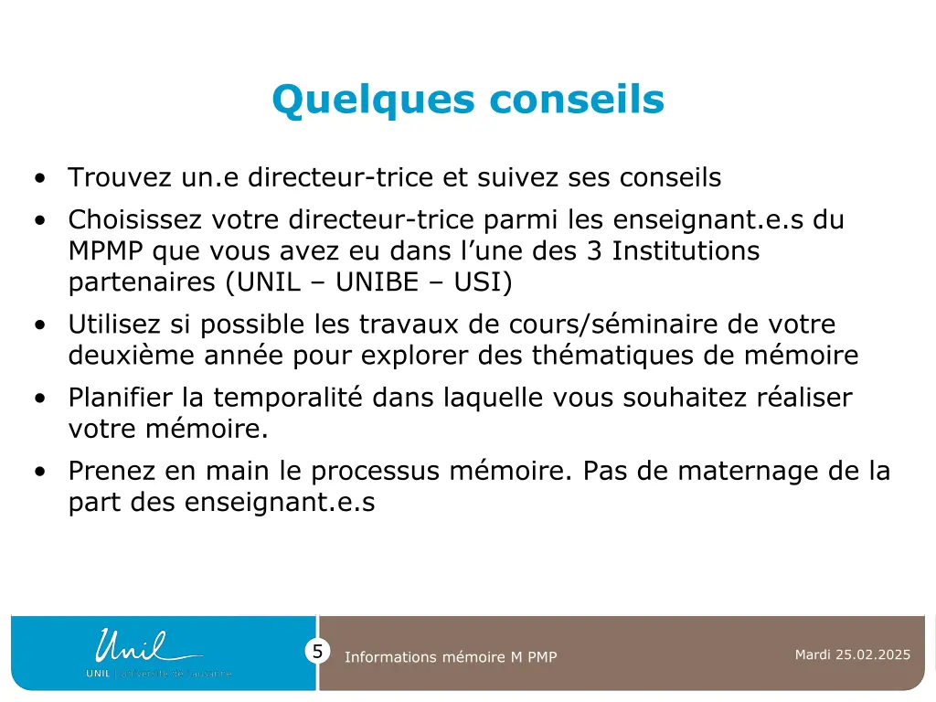 quelques conseils