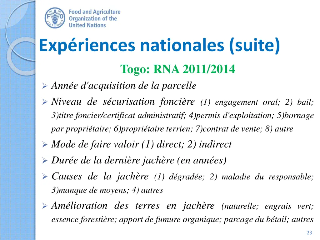 exp riences nationales suite togo rna 2011 2014