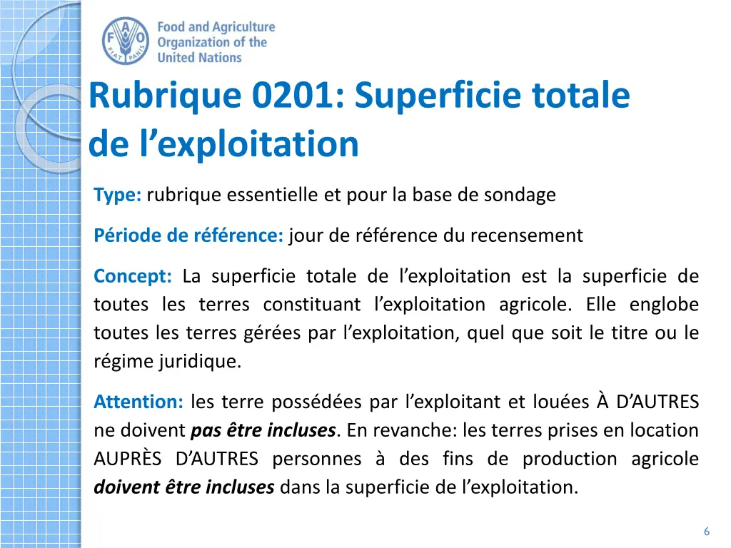 rubrique 0201 superficie totale de l exploitation