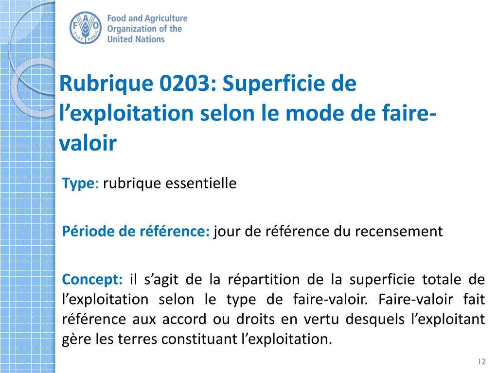 rubrique 0203 superficie de l exploitation selon