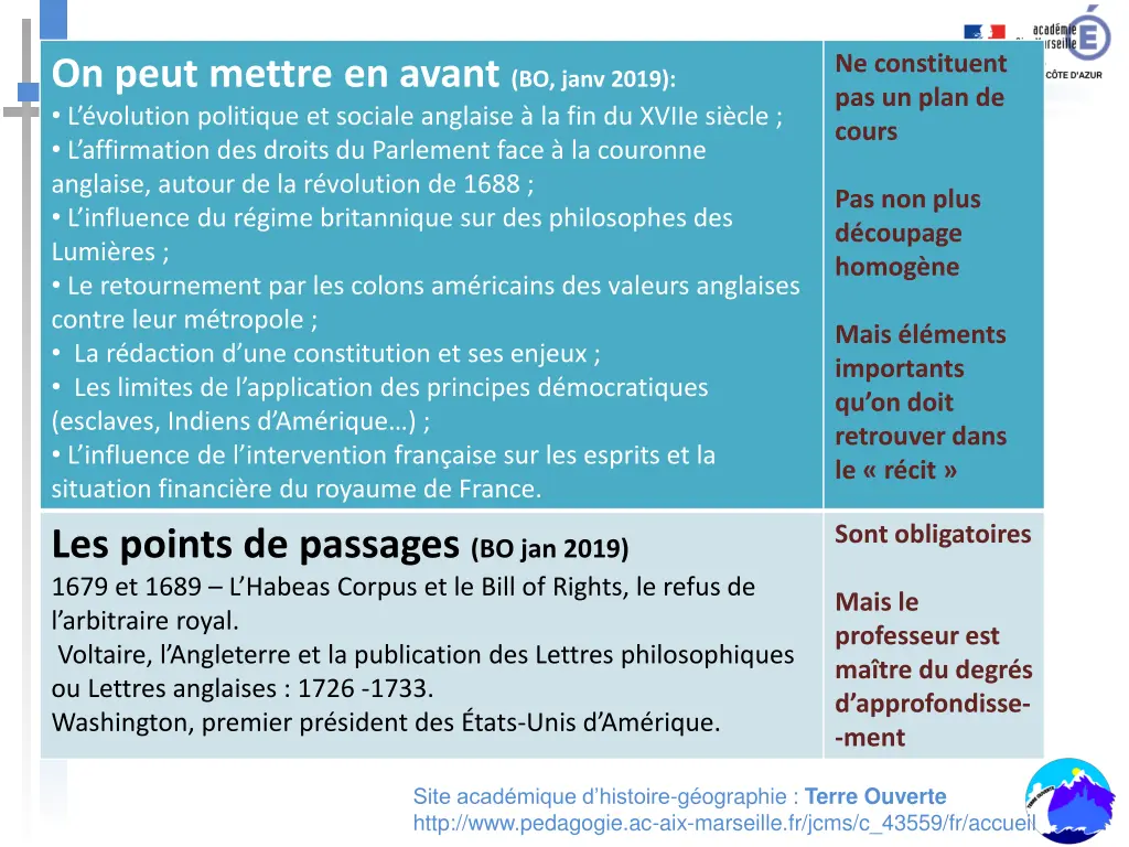 ne constituent pas un plan de cours