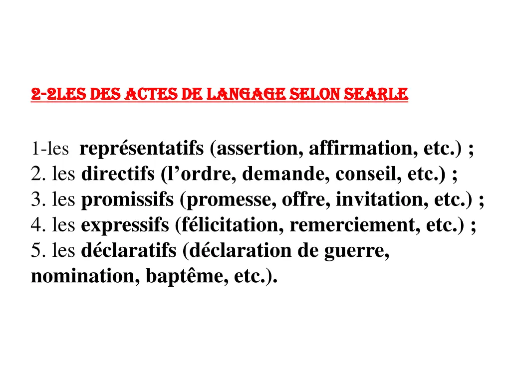 2 2 2les des actes de langage selon searle 2les