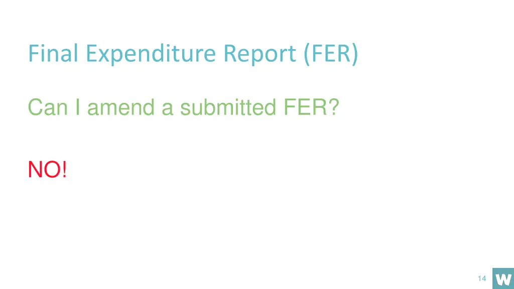 final expenditure report fer
