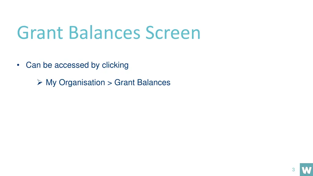 grant balances screen