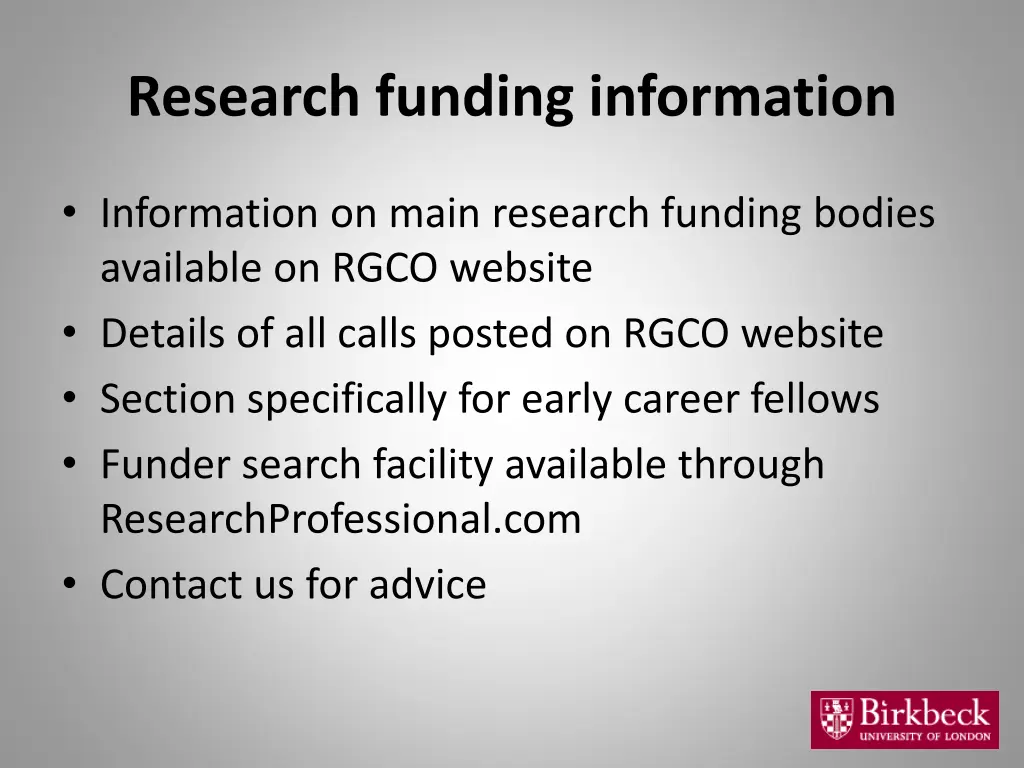 research funding information