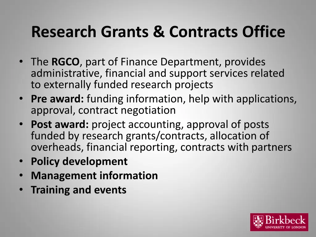 research grants contracts office
