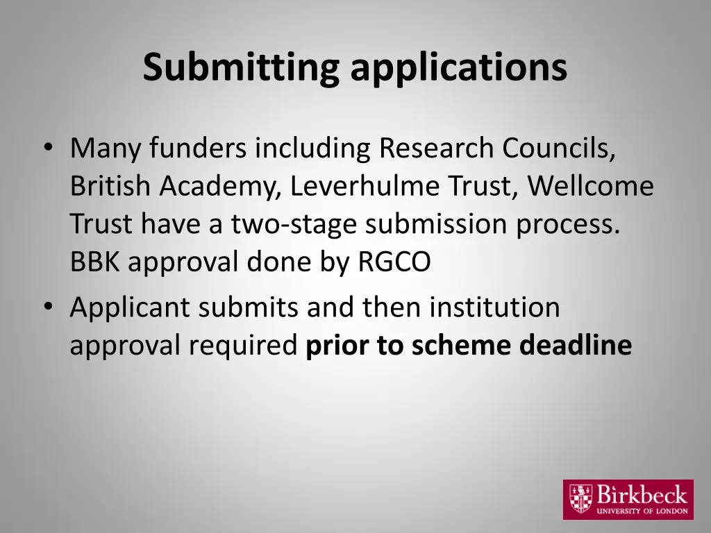 submitting applications