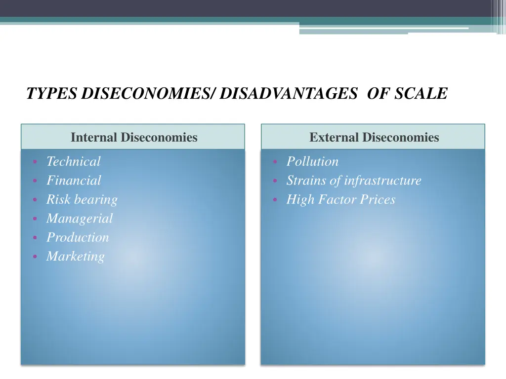 types diseconomies disadvantages of scale