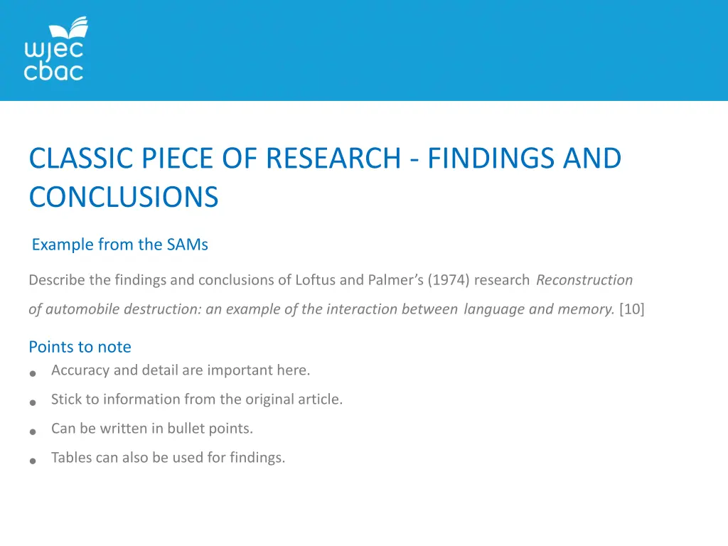classic piece of research findings and conclusions