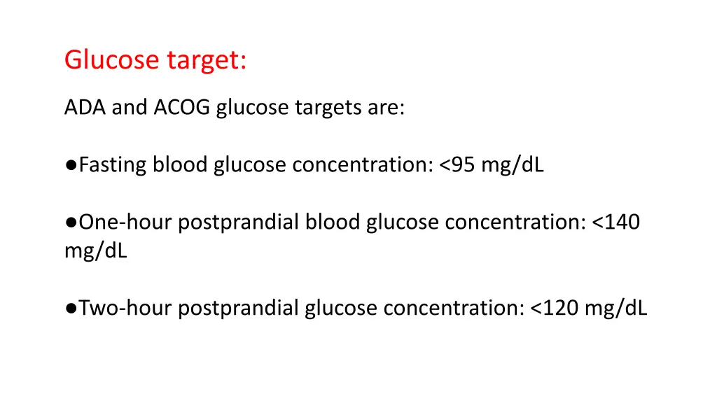 glucose target