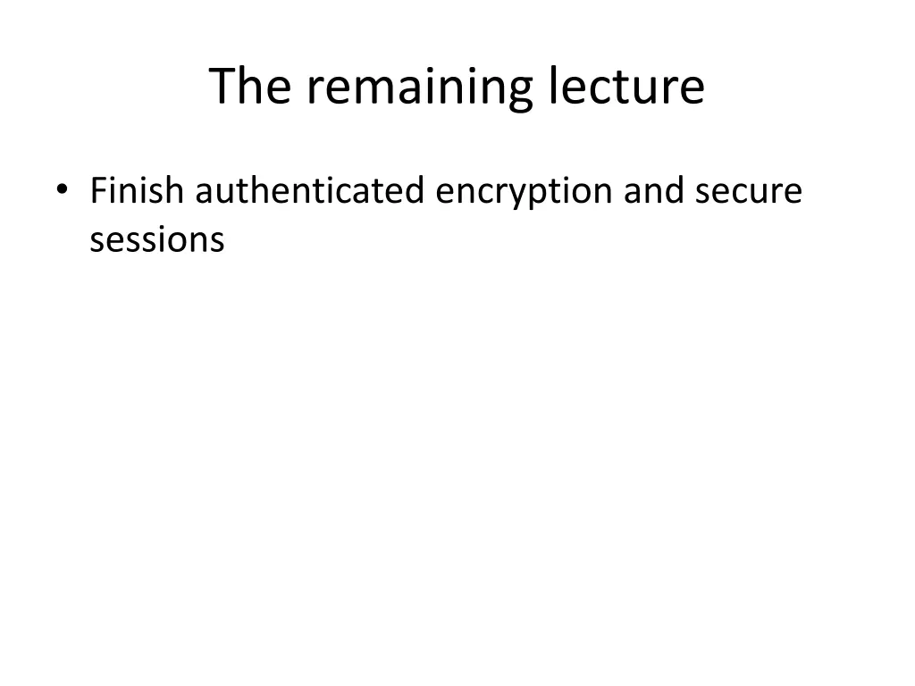 the remaining lecture