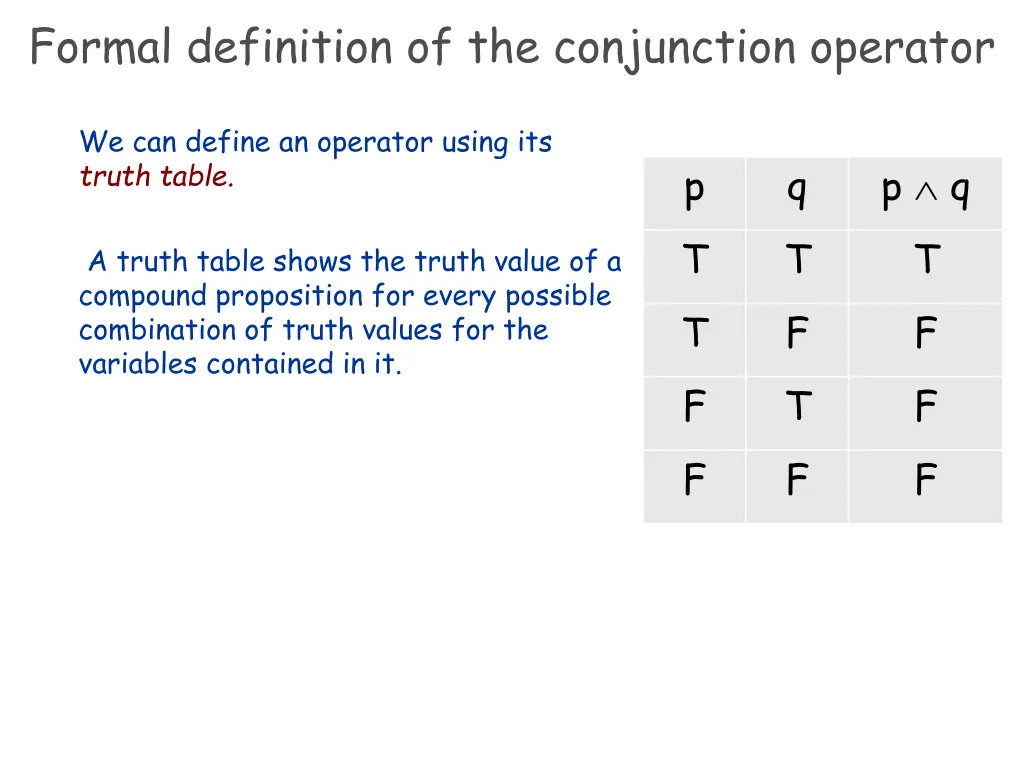 formal definition of the conjunction operator