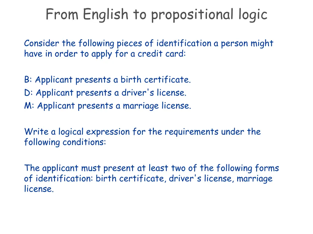 from english to propositional logic 1