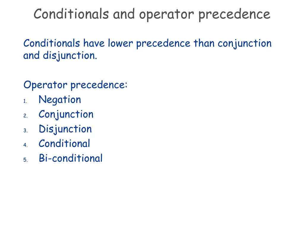 conditionals and operator precedence