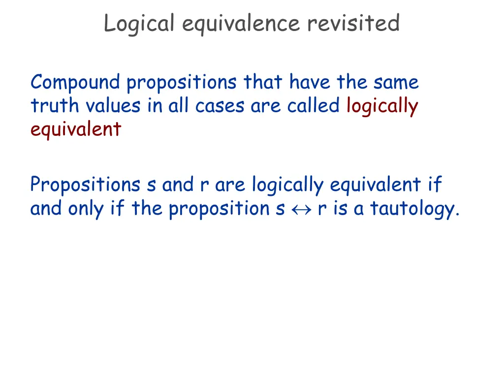 logical equivalence revisited