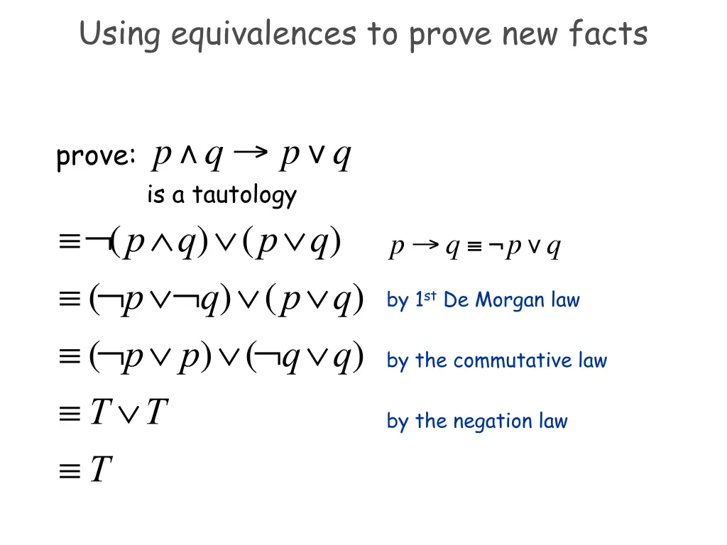 using equivalences to prove new facts