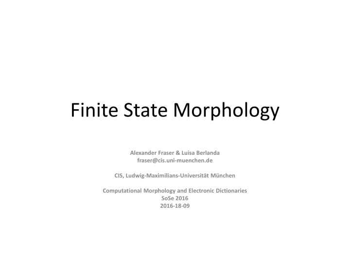 finite state morphology