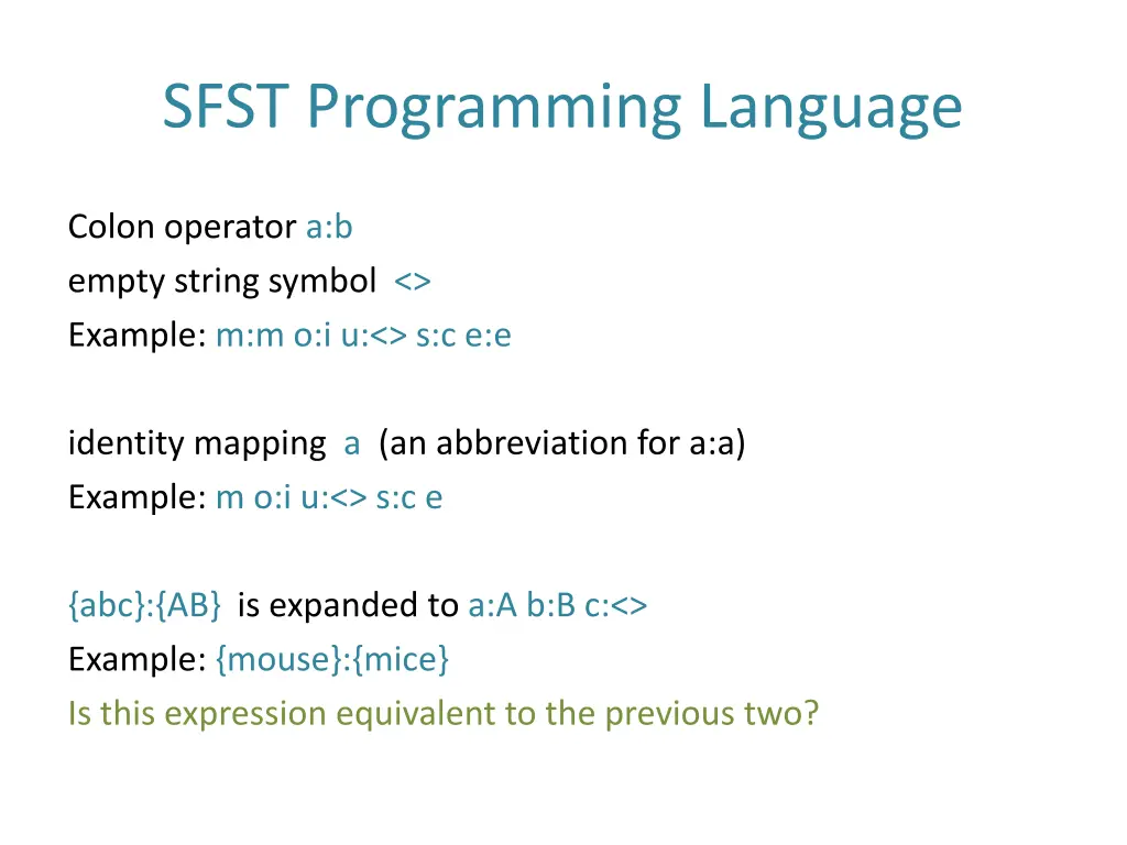 sfst programming language