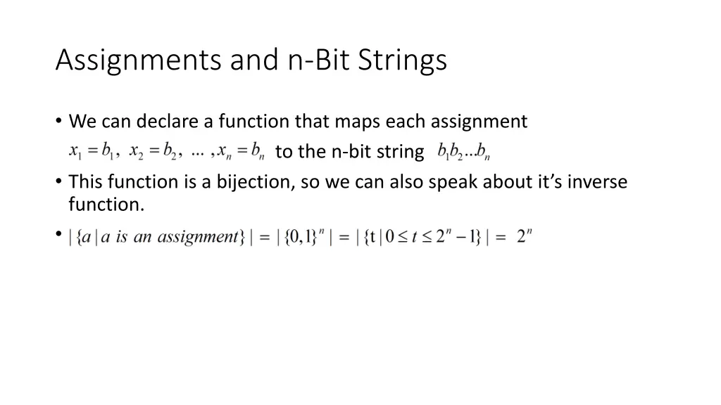 assignments and n bit strings
