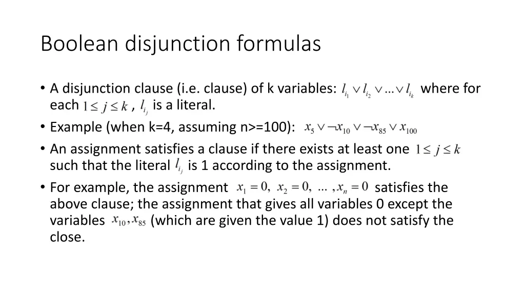 boolean disjunction formulas