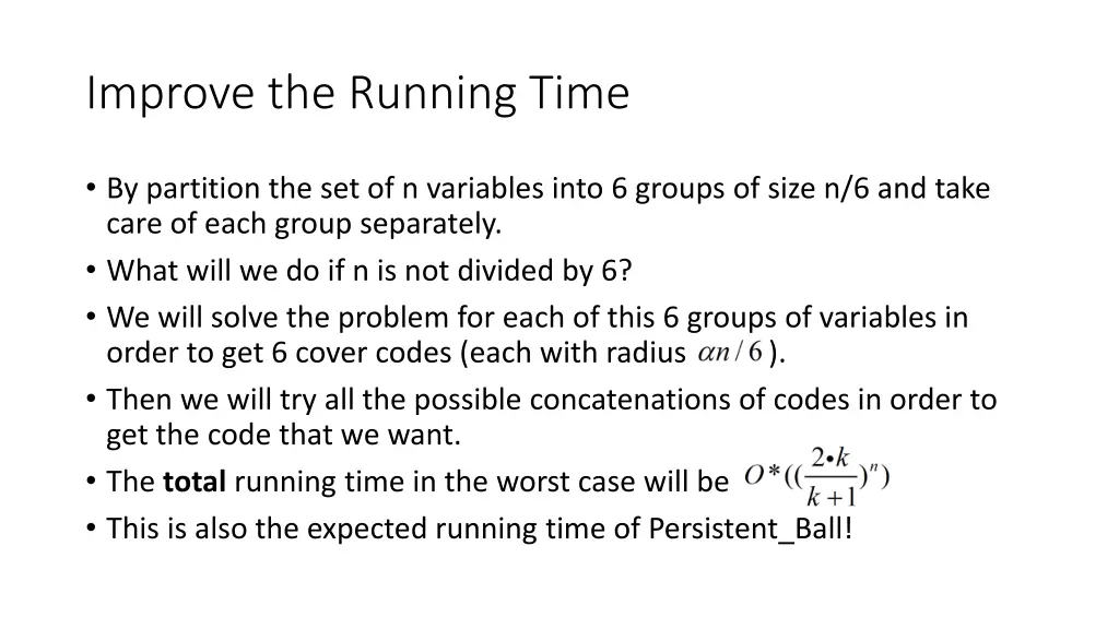 improve the running time
