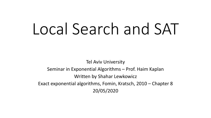 local search and sat