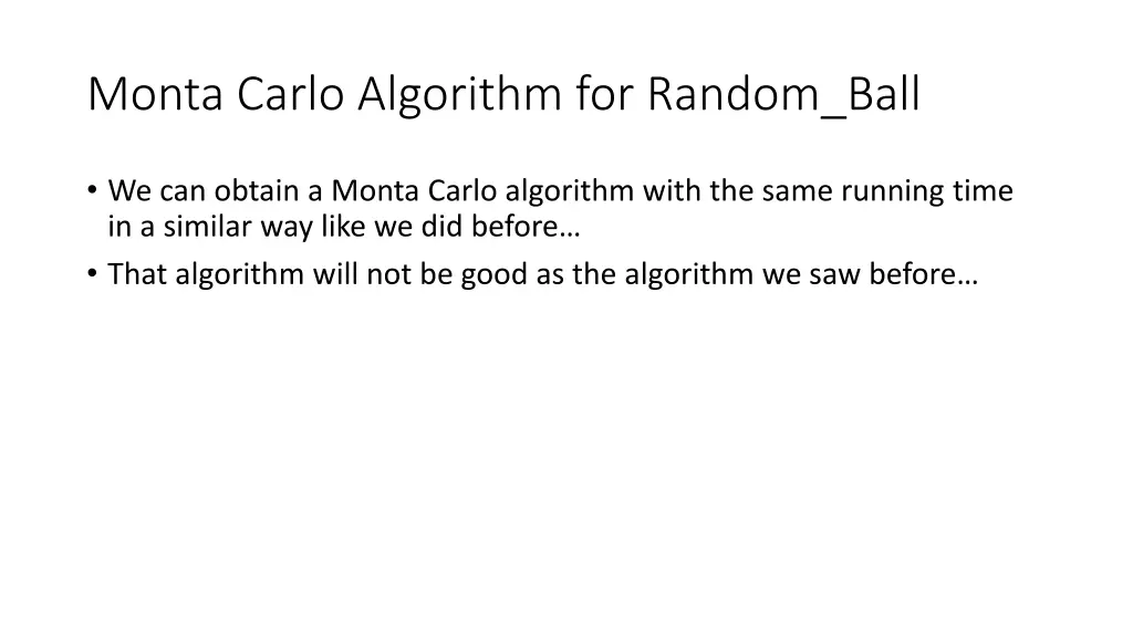 monta carlo algorithm for random ball