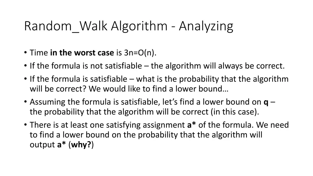 random walk algorithm analyzing