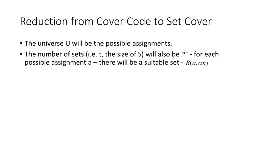 reduction from cover code to set cover