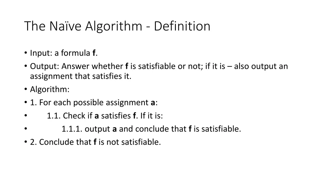 the na ve algorithm definition