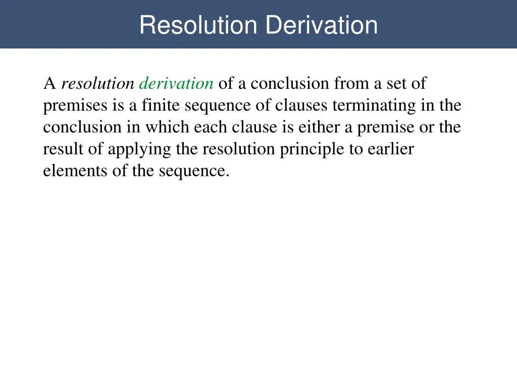 resolution derivation resolution derivation