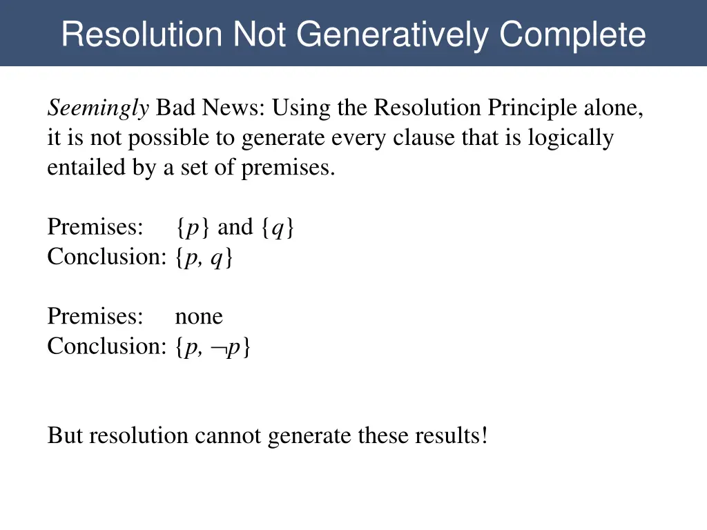 resolution not generatively complete resolution