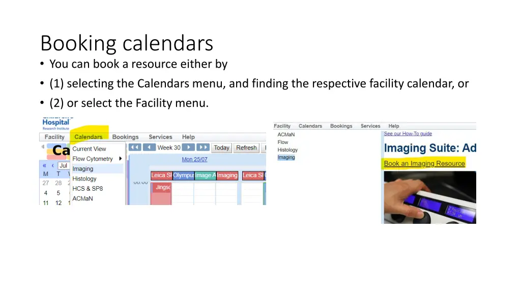 booking calendars you can book a resource either