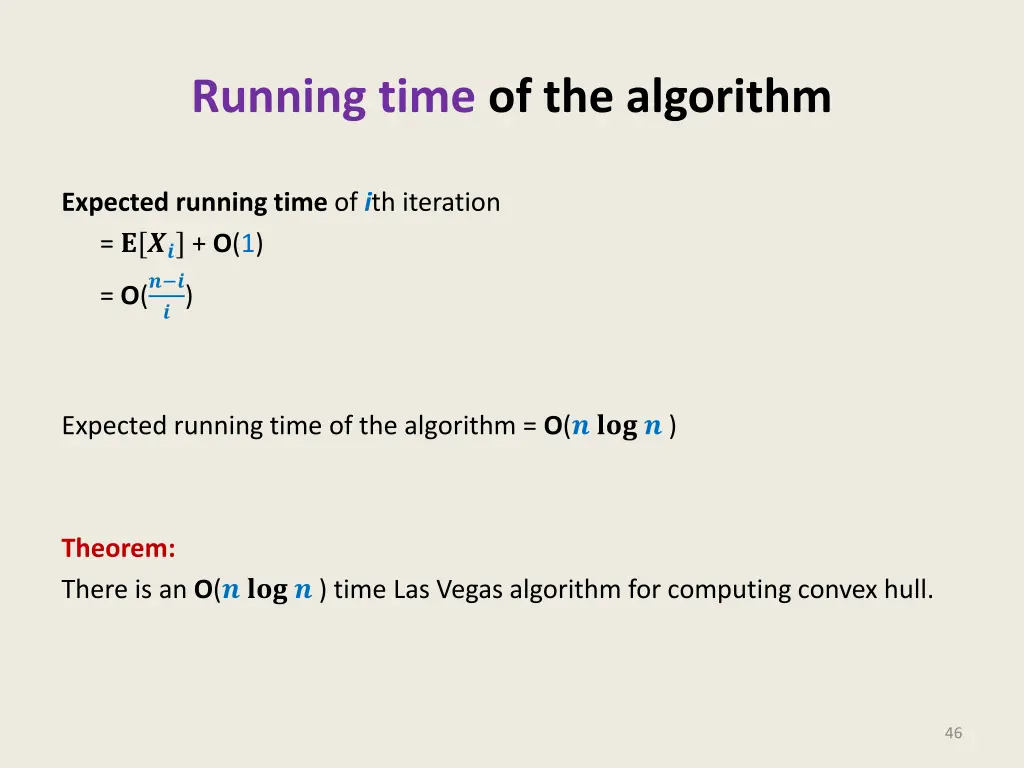 running time of the algorithm