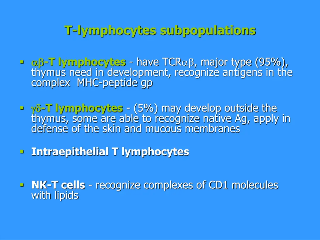 t lymphocytes subpopulations