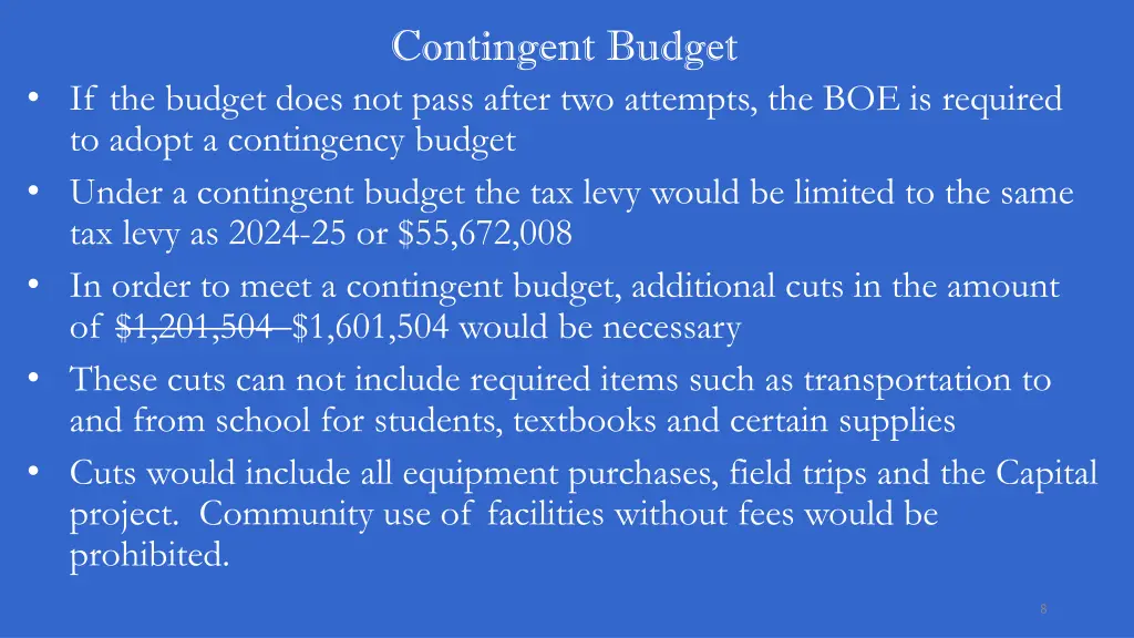 contingent budget